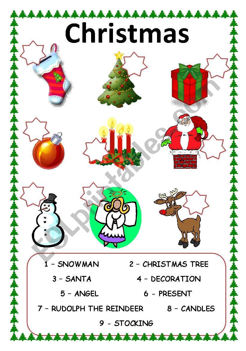 Christmas Item Match worksheet