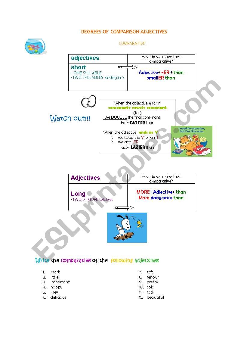 COMPARATIVES AND SUPERLATIVES worksheet