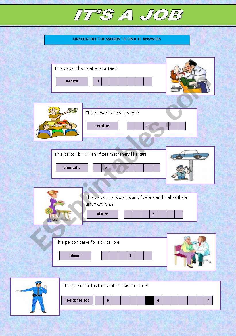 jobs worksheet