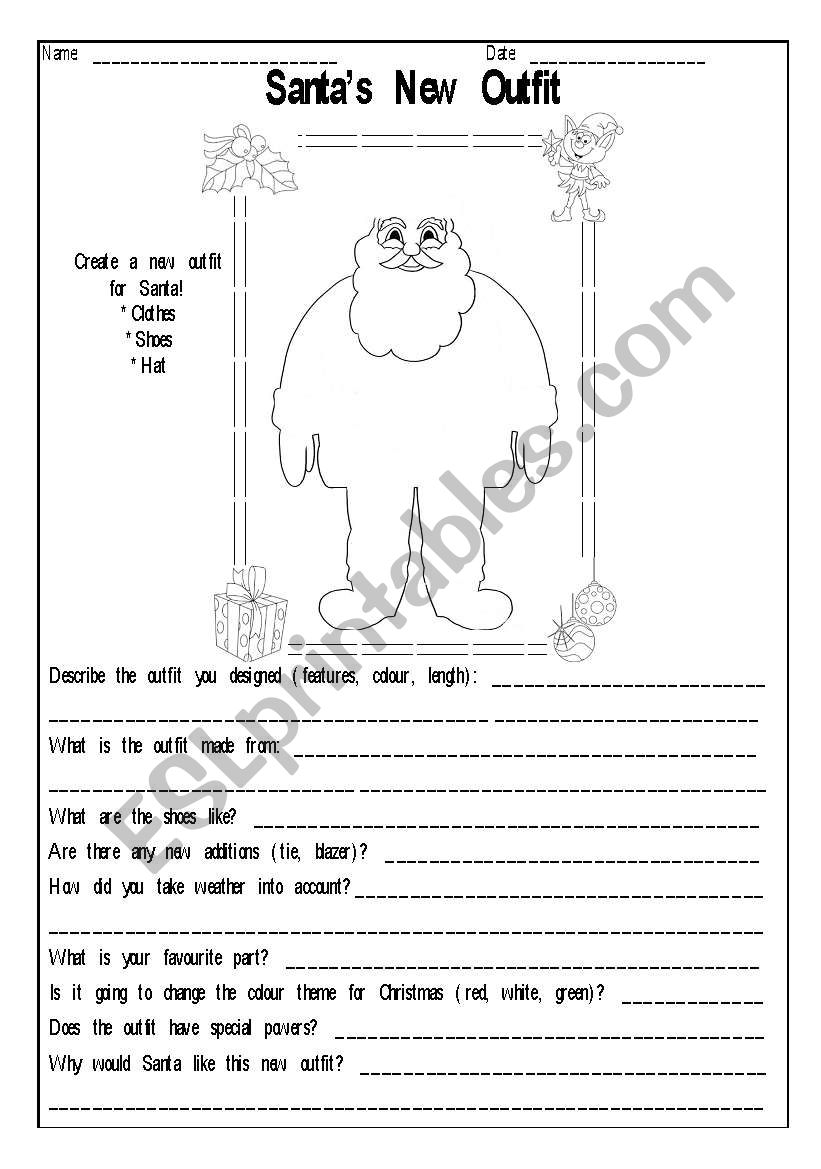 Santas New Christmas Outfit worksheet