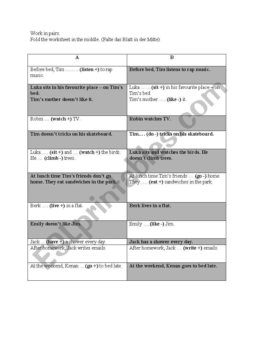 Flow Chart. Simple Present worksheet