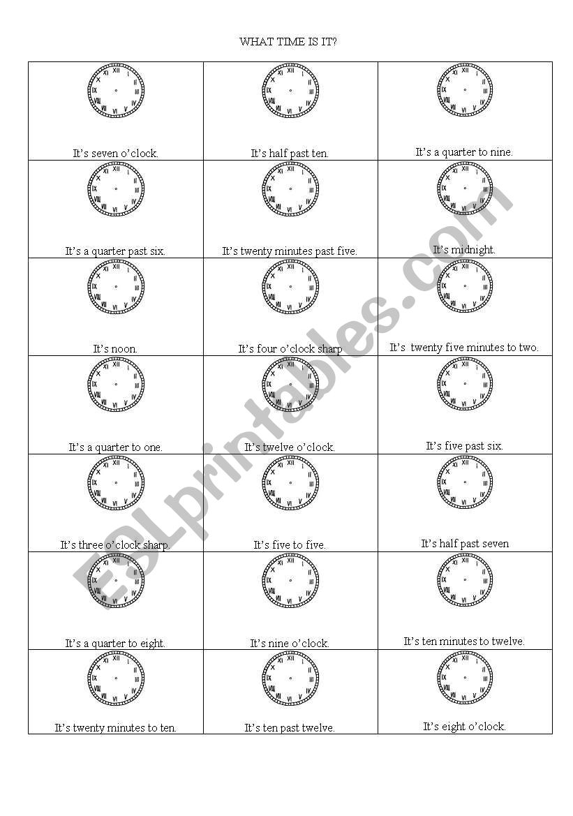 WHAT TIME IS IT? worksheet