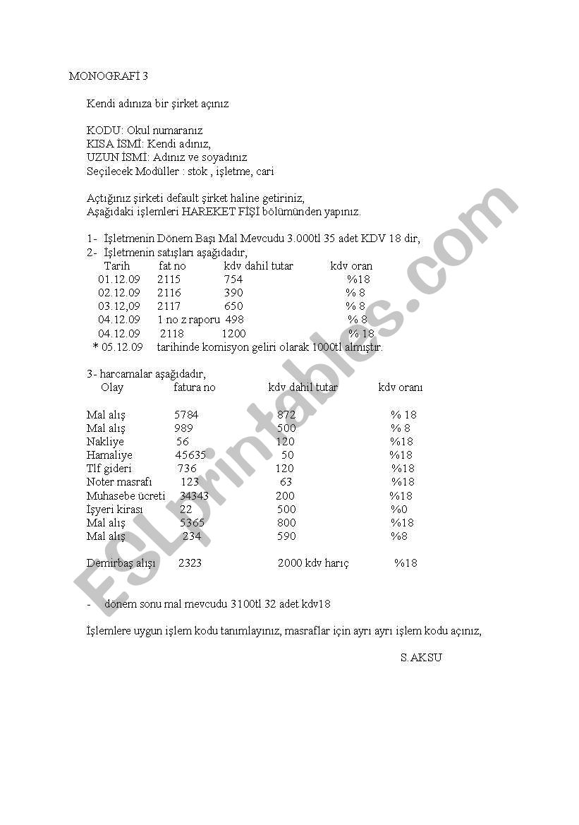 Monografi worksheet