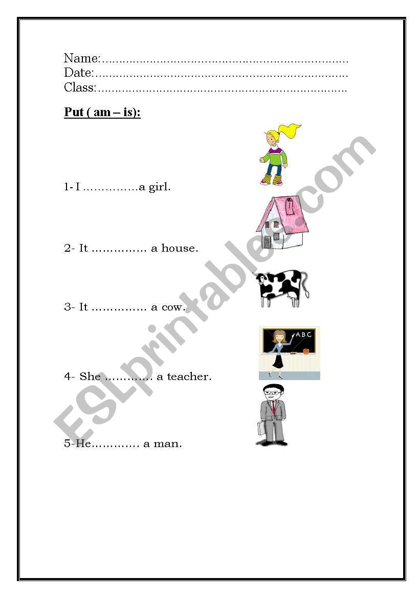 V. to be worksheet