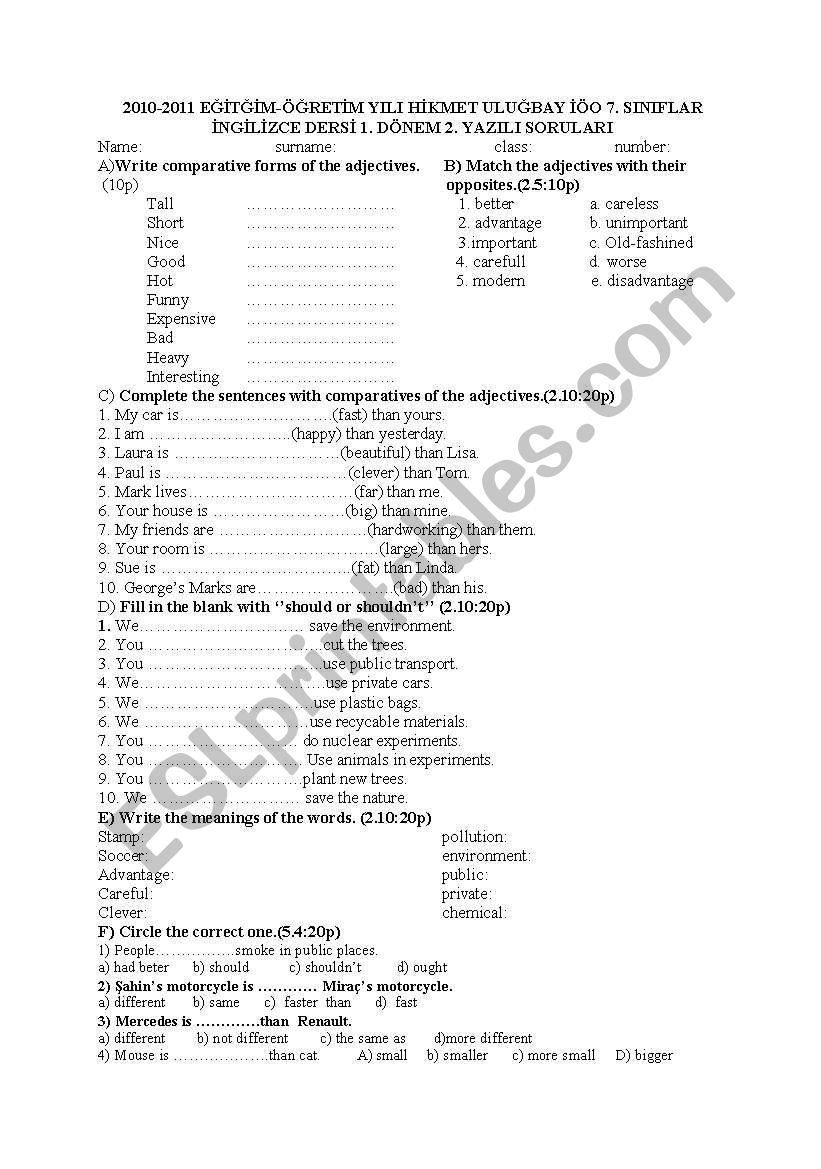 7th grade(7.snf 2.snav) worksheet