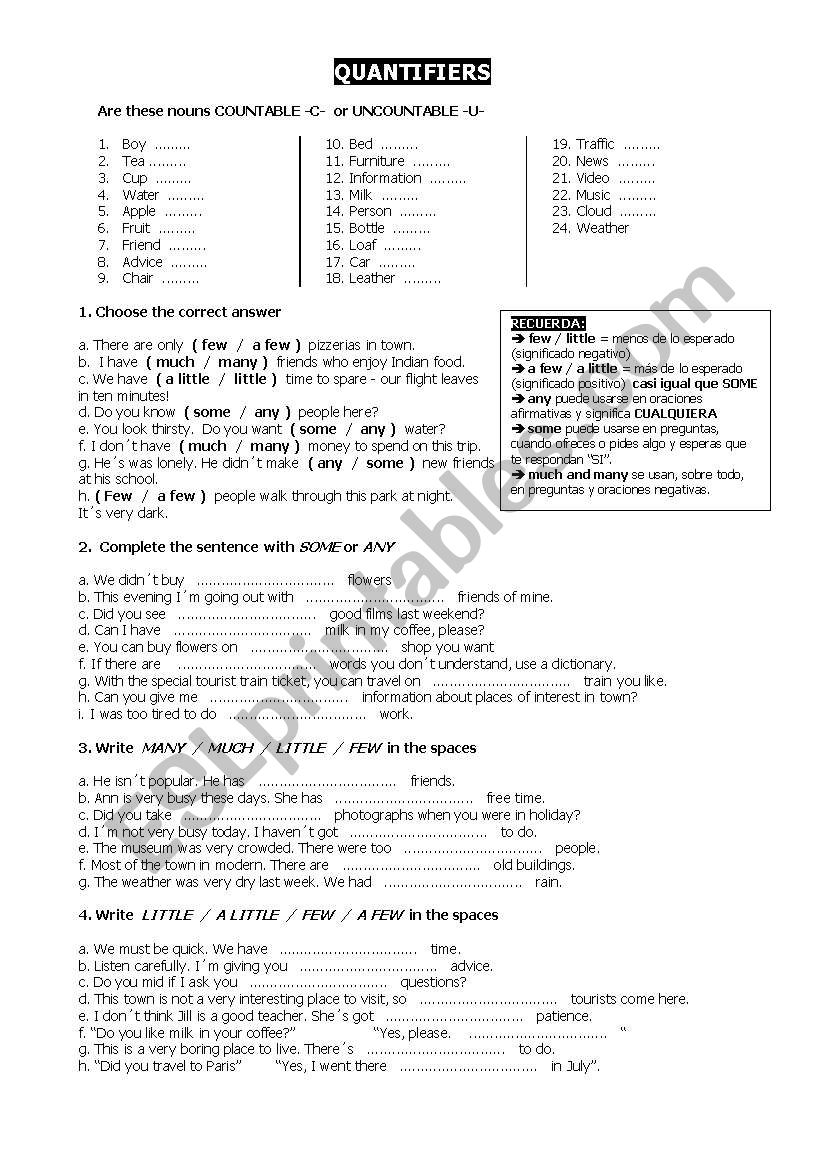 some, any and other quantifiers