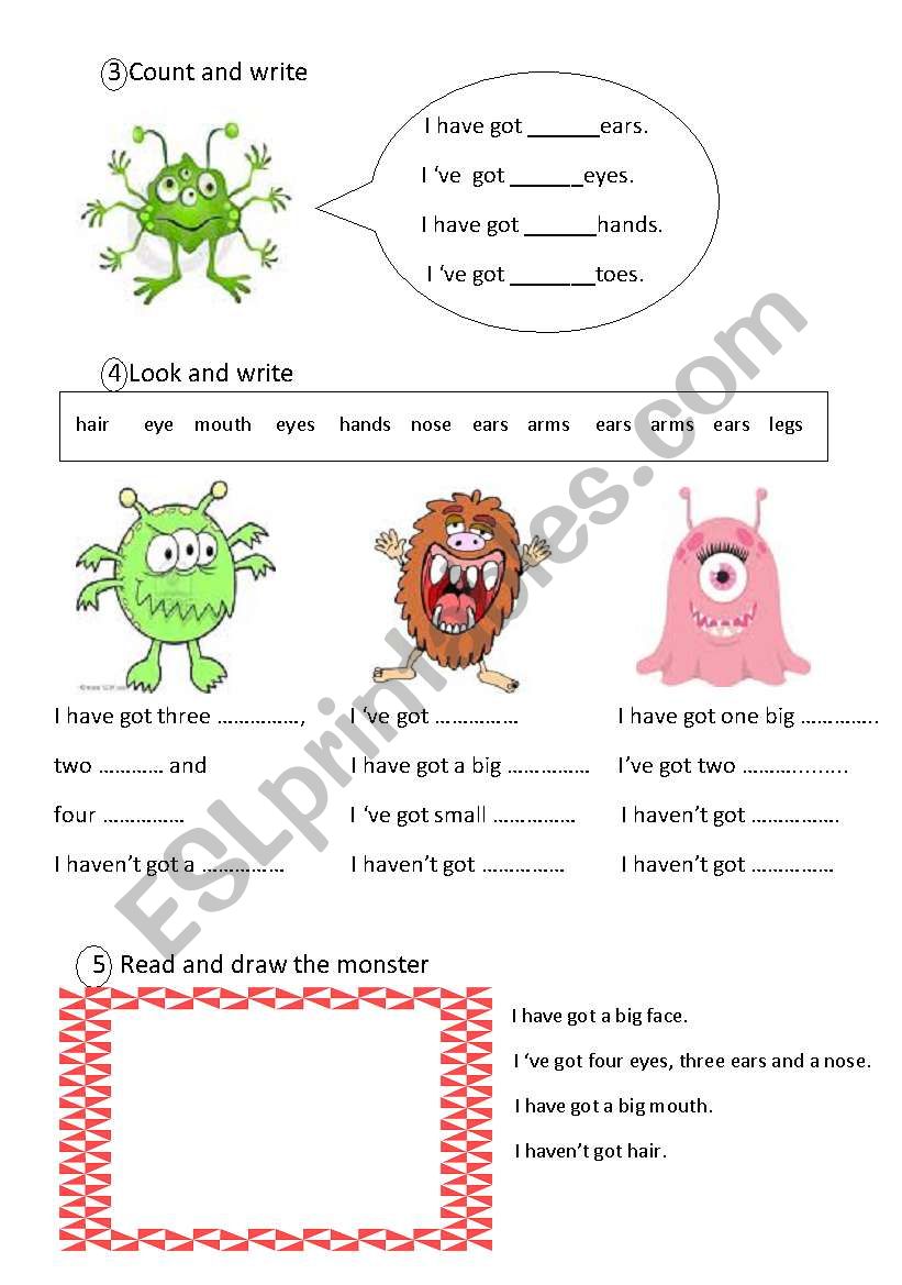 body parts worksheet