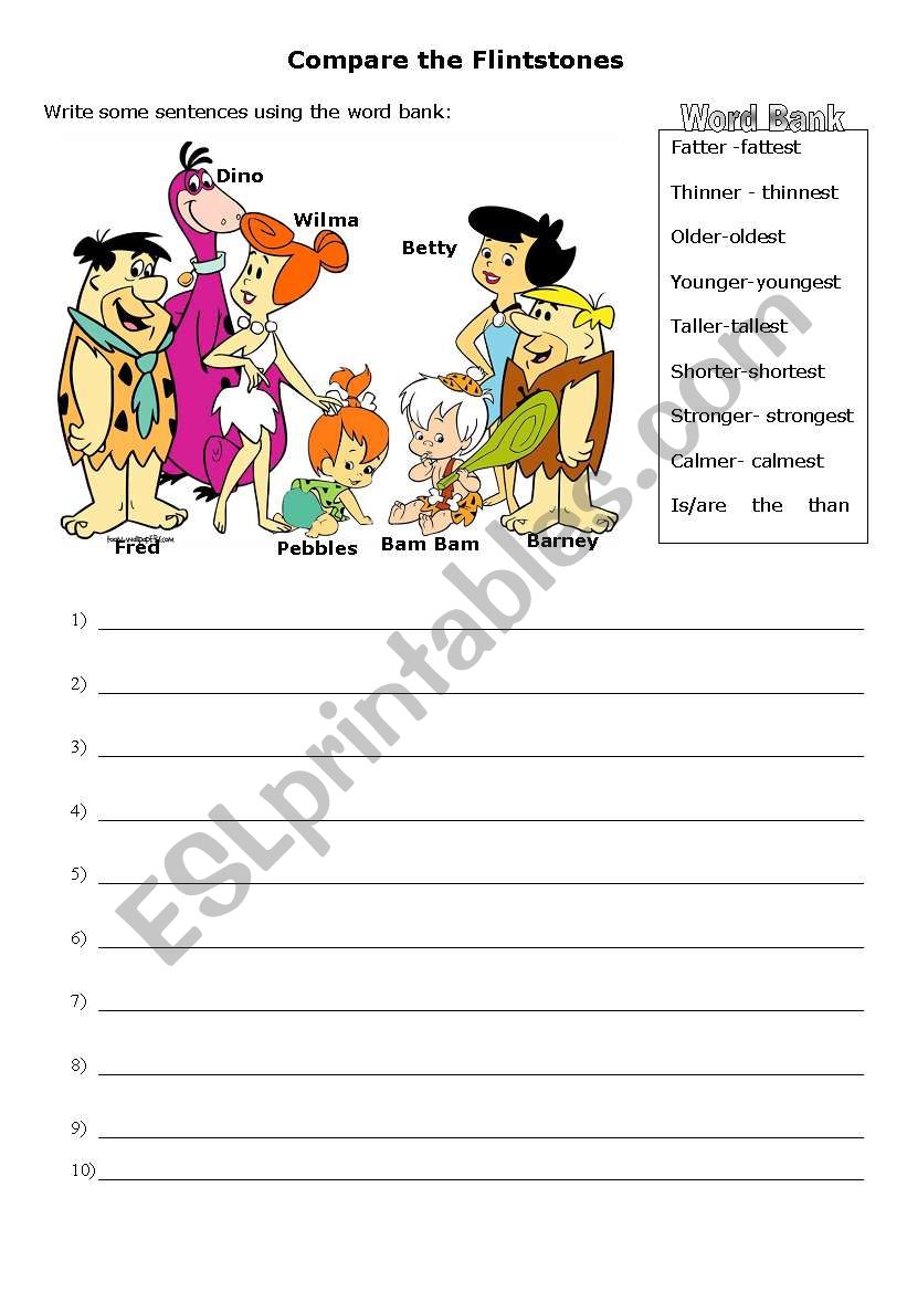 Compare the Flinstones worksheet