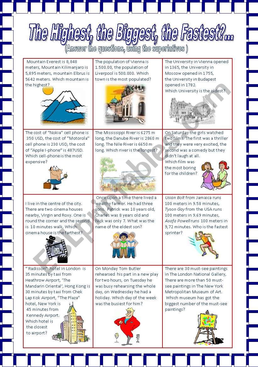 Comparisons worksheet