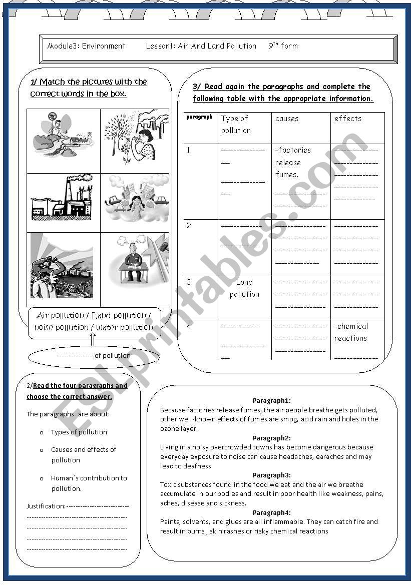 lesson 1 module3 pollution worksheet