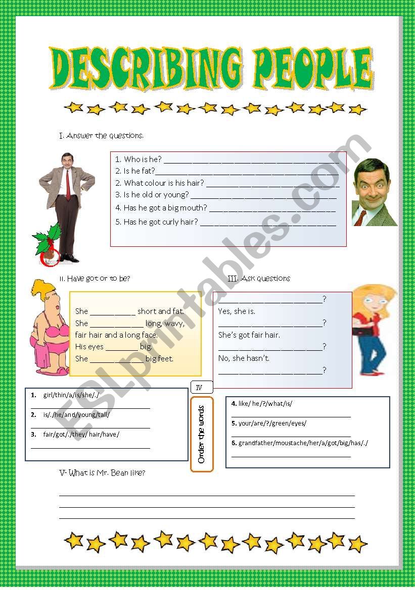 Describing people-1 - ESL worksheet by miss-o