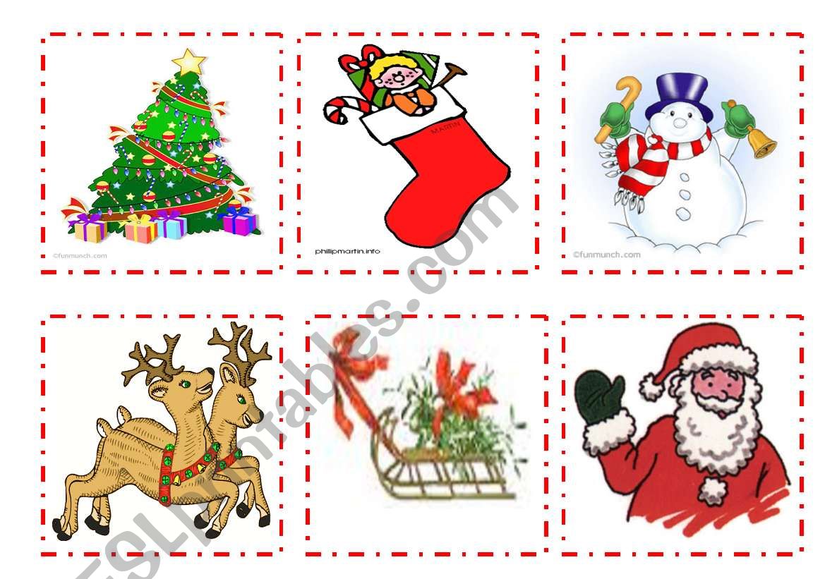 christmas flash cards worksheet