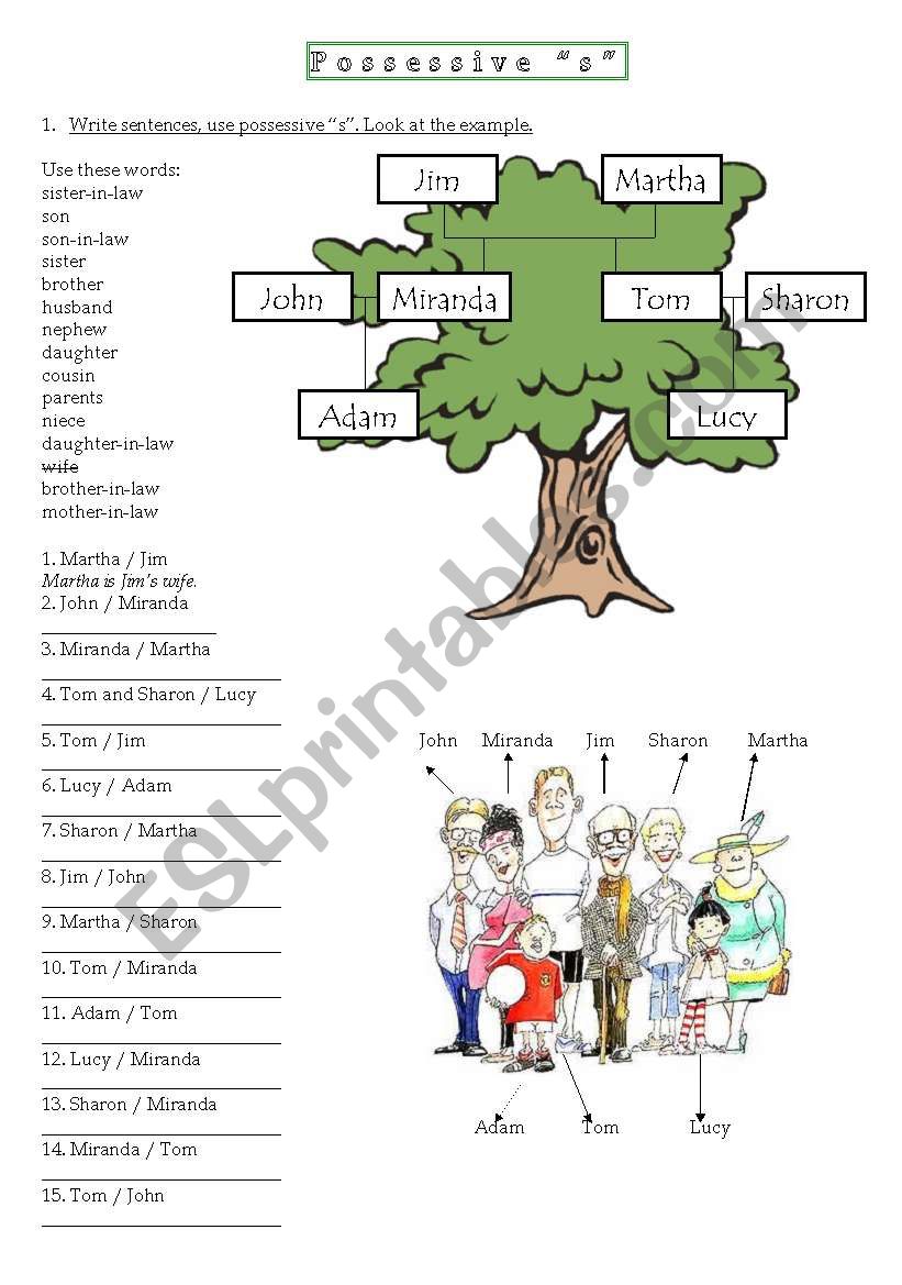 Possessive -s, possession worksheet