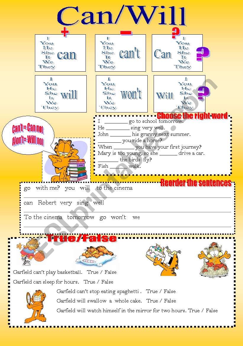 Will or Can worksheet