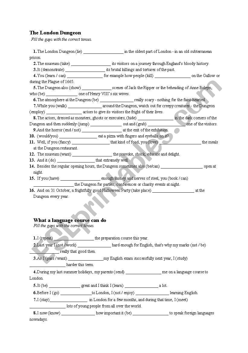 TENSES-MIXED worksheet