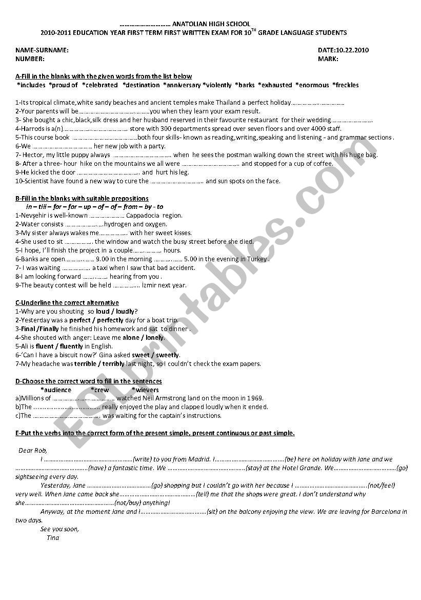 Enterprise module 1 vocabulary exam