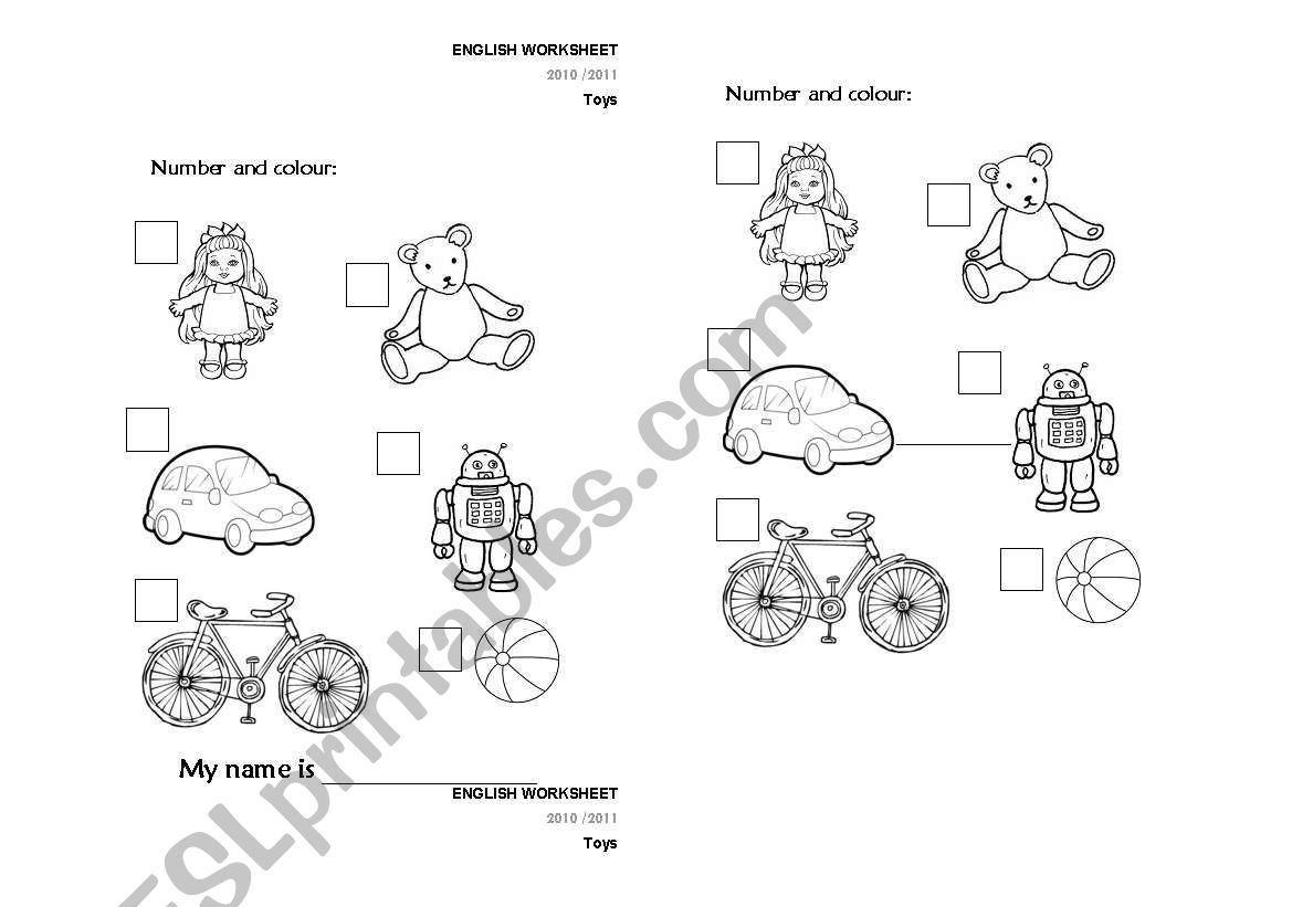 Toys worksheet