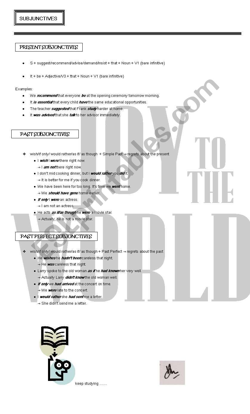 Subjunctive worksheet