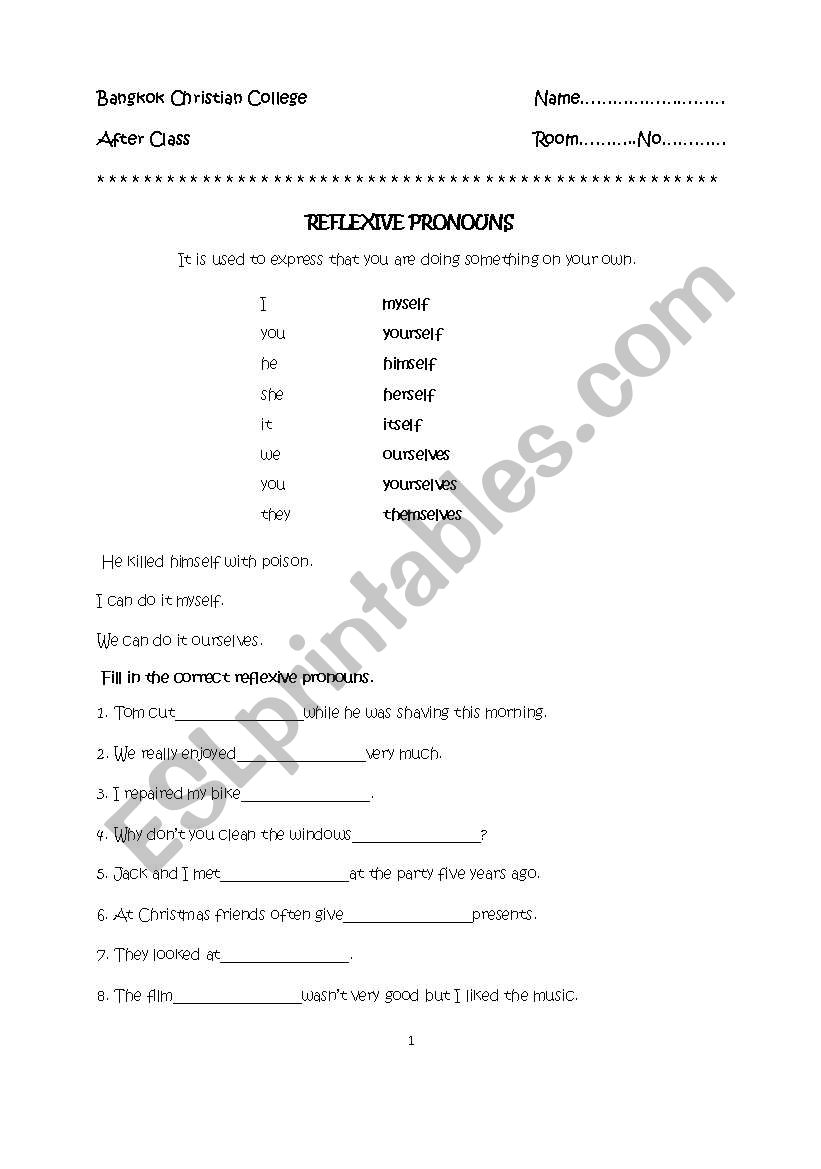 pronoun worksheet