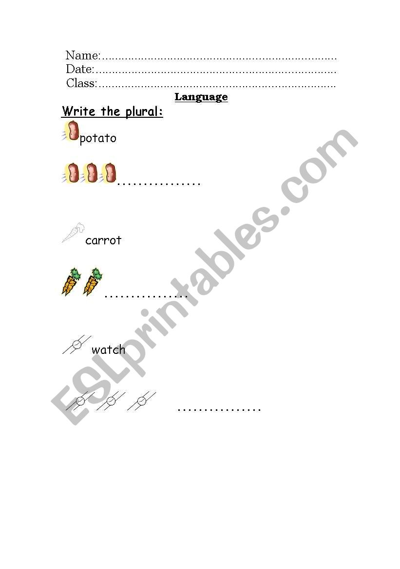 Plural worksheet