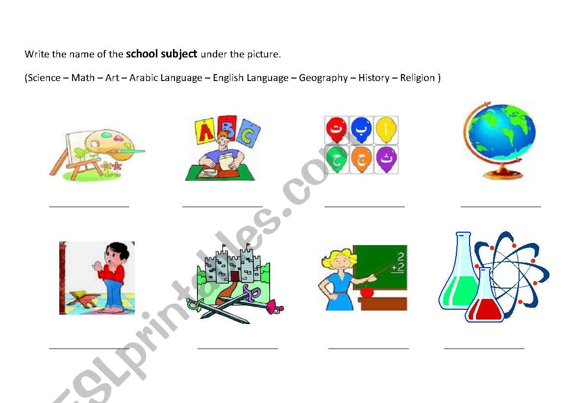 School Subjects worksheet