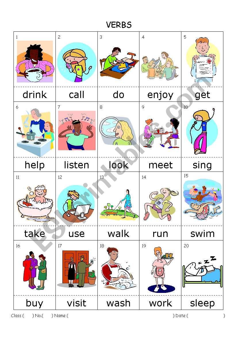 simple verbs 2 (pictionary) worksheet