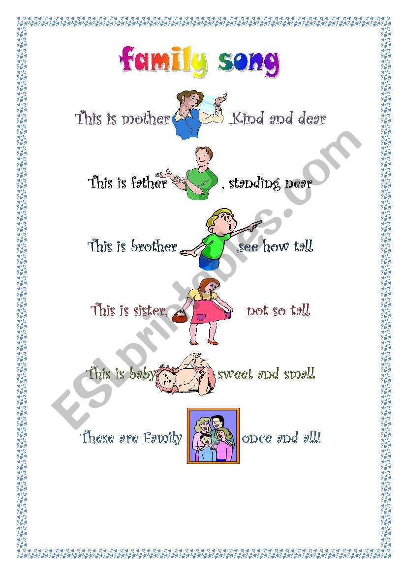 family song worksheet