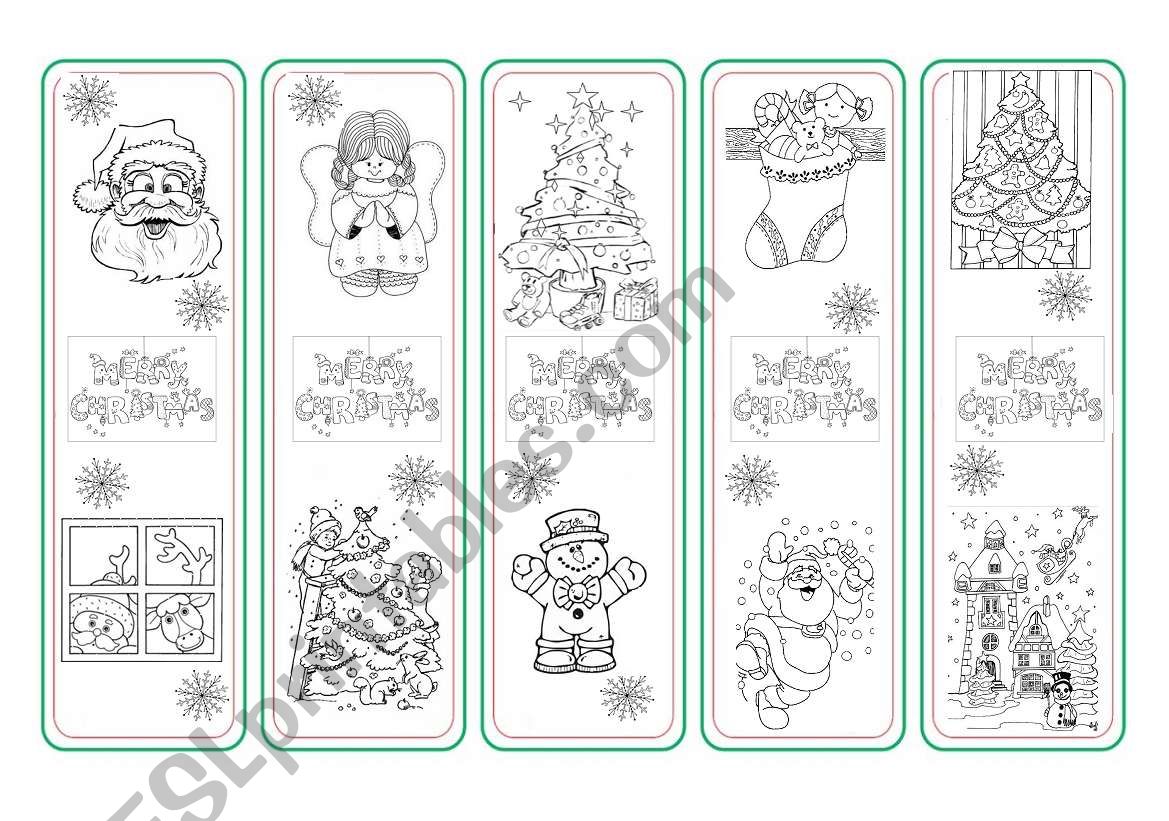 Christmas bookmarks worksheet