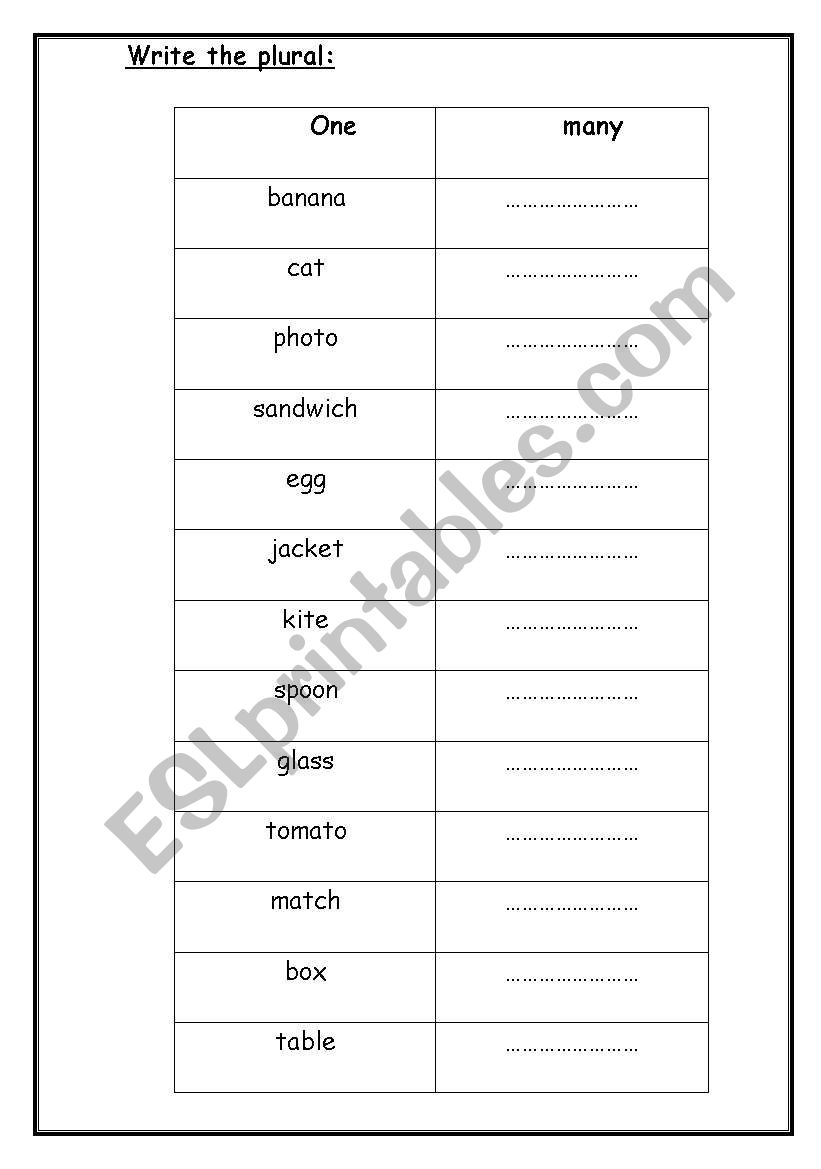 Plural worksheet