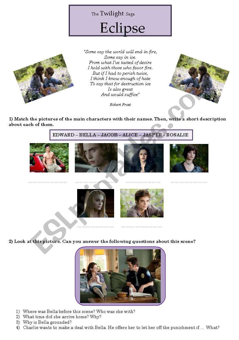 Eclipse - The Twilight Saga worksheet