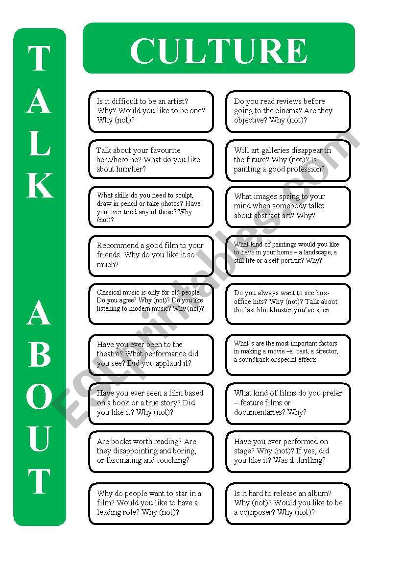 Culture - 18 conversation cards (editable)