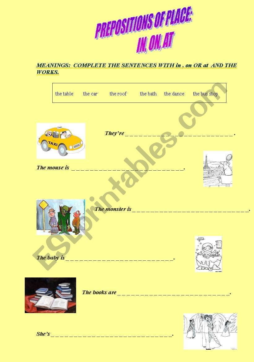 prepositions of place worksheet