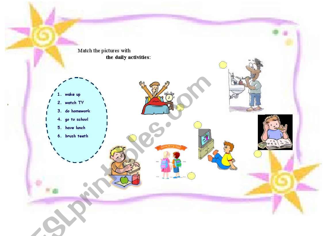 Daily activities worksheet