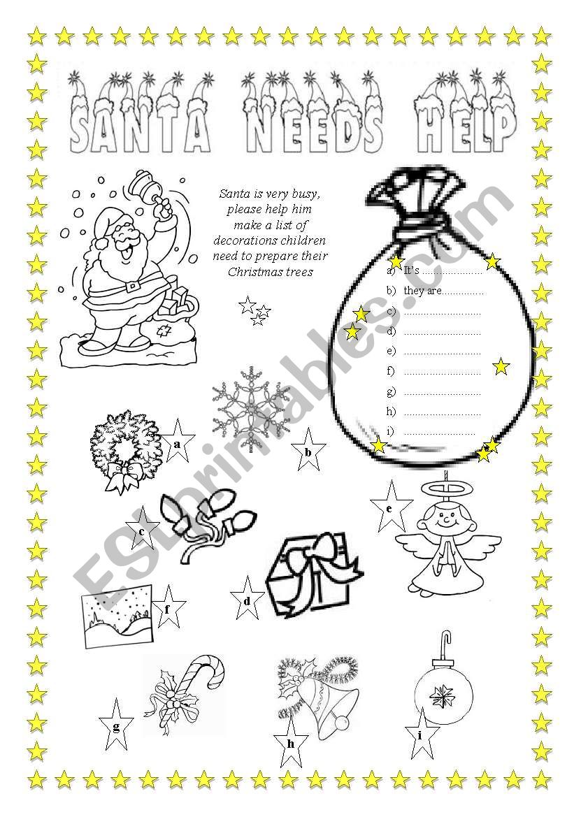 Santa needs help worksheet