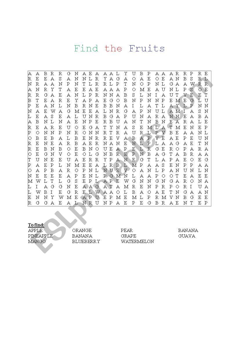 Word Search worksheet