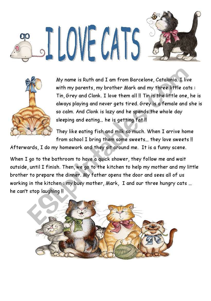 I LOVE CATS worksheet