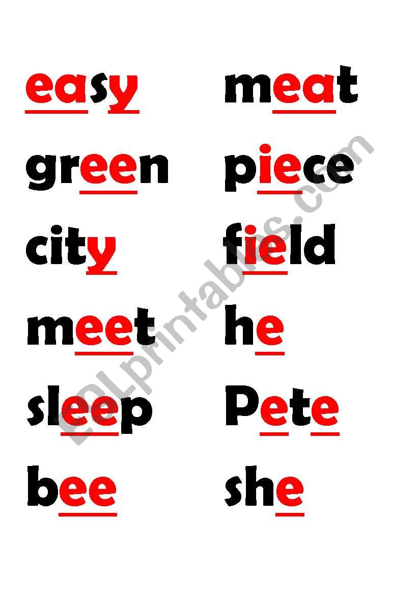 long e words worksheet