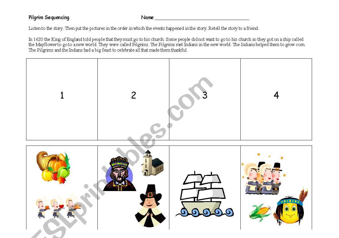 Pilgrim Sequencing worksheet