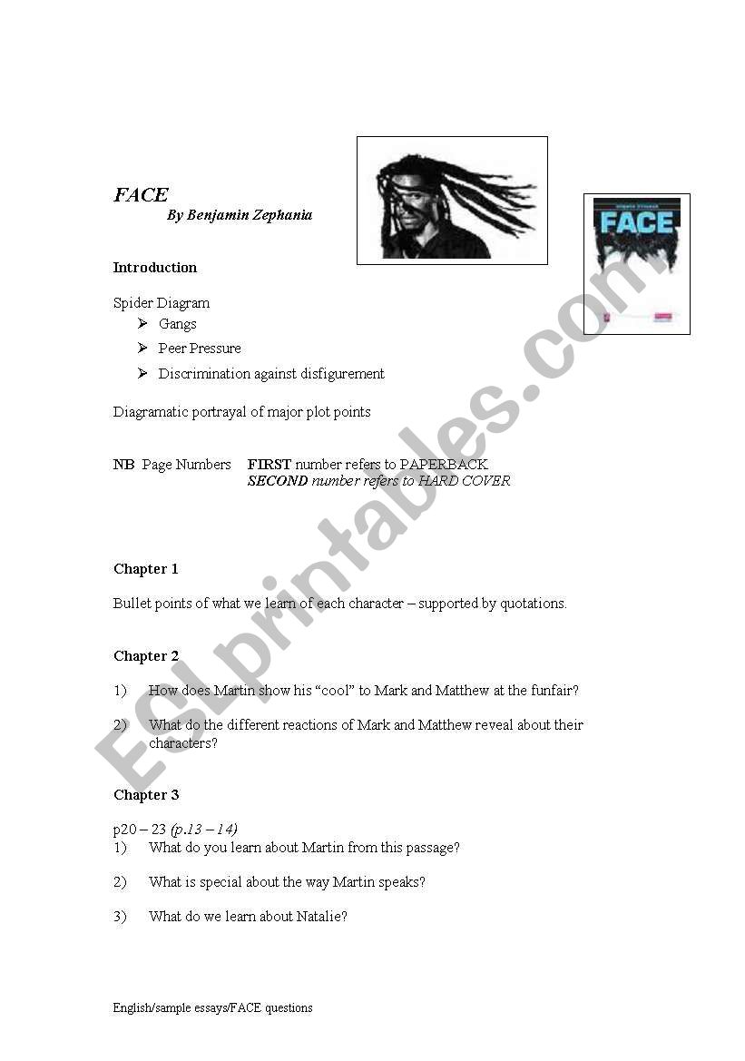 Face Tense examples worksheet