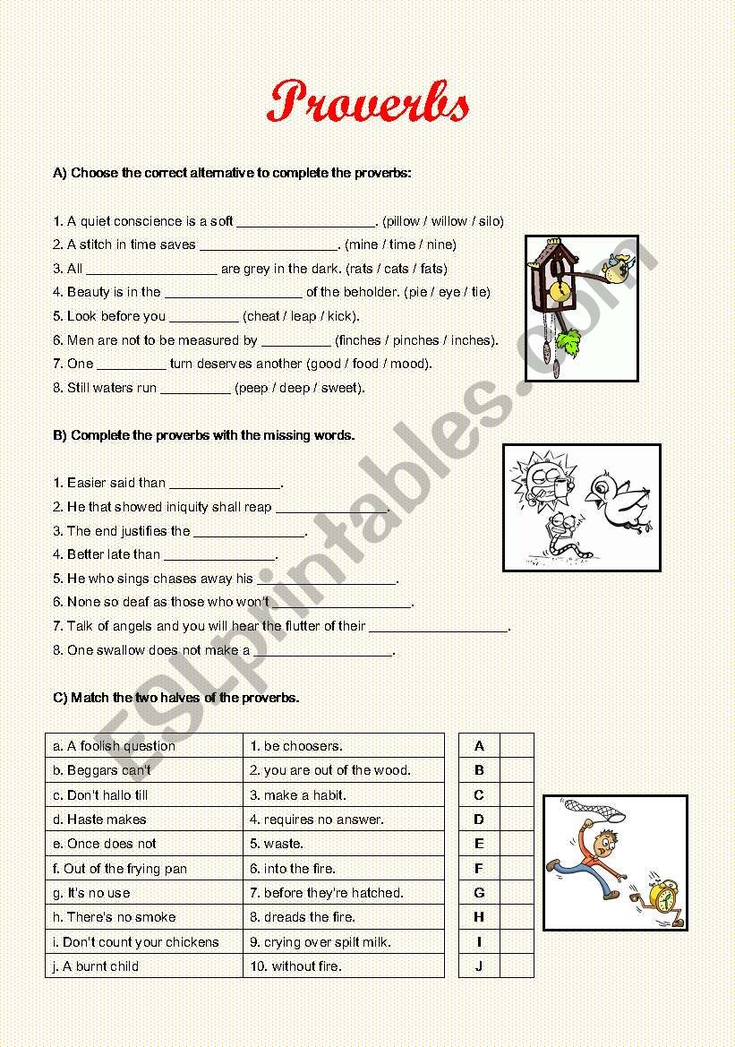 Proverbs worksheet