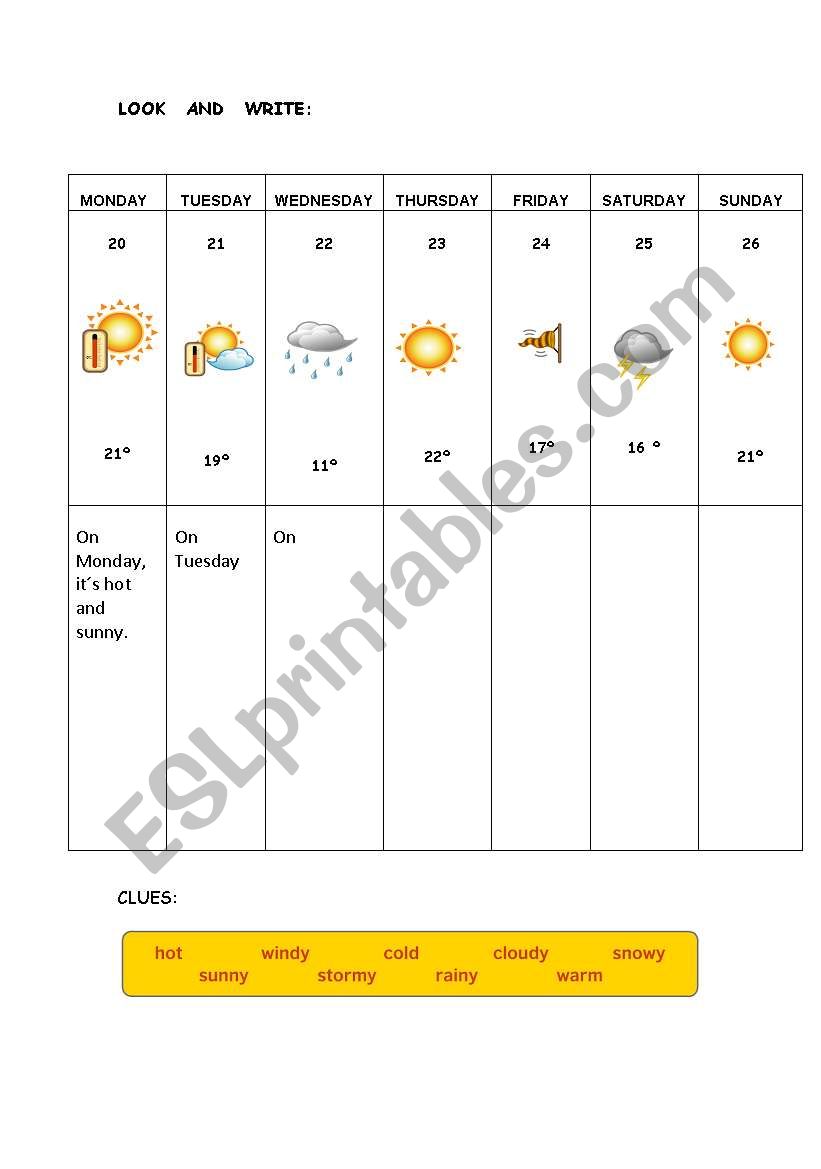 Weather chart worksheet