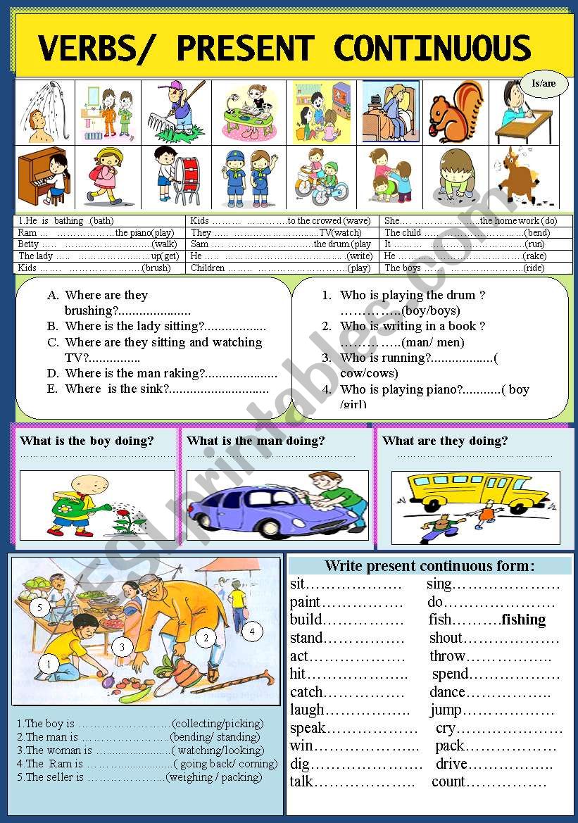Verbs / Present continuous worksheet