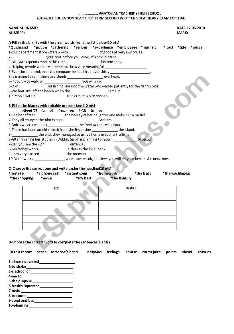 Enterprise Module 2  worksheet