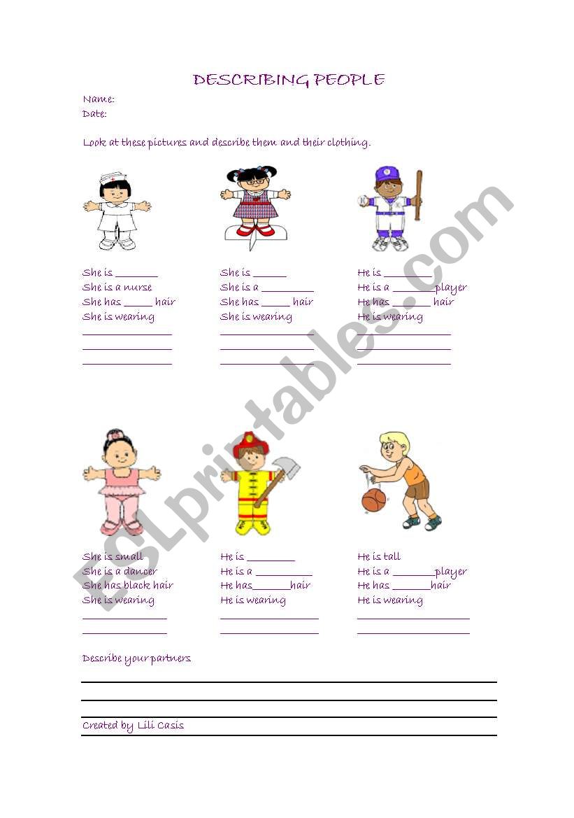 Describing People worksheet