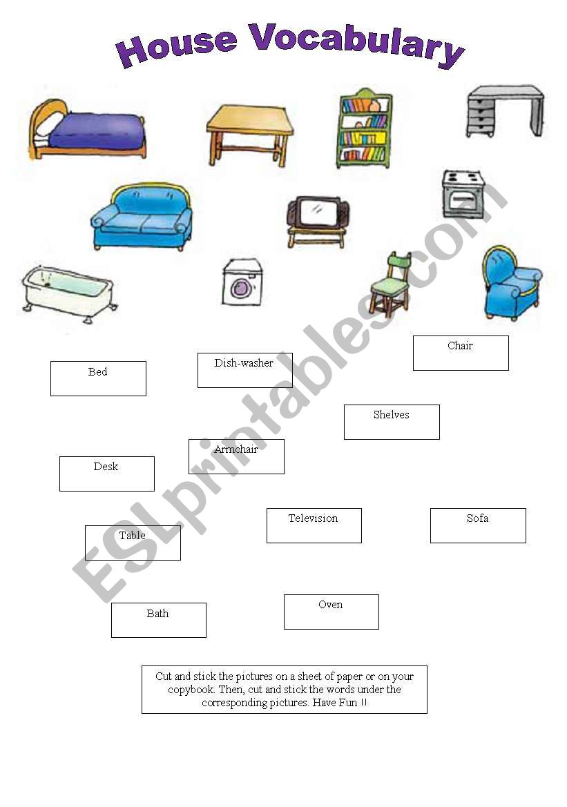 House Vocabulary worksheet