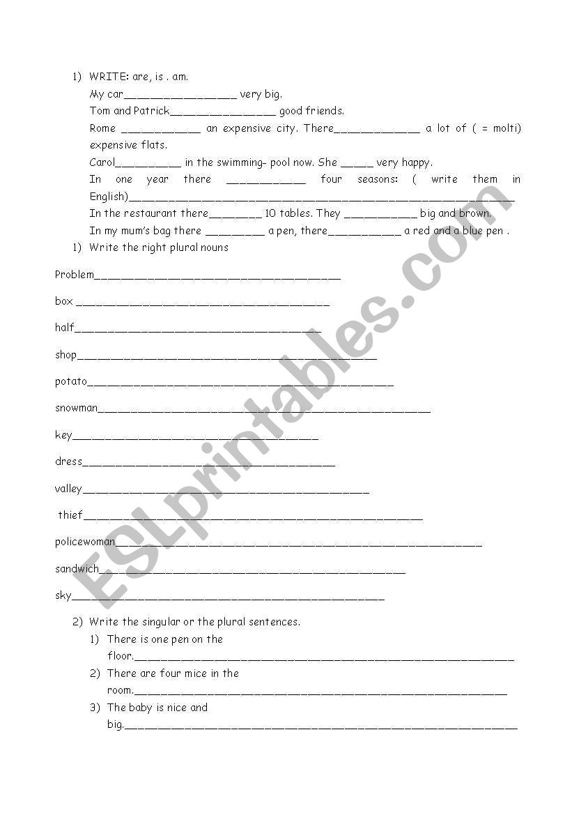 English grammar exercises worksheet
