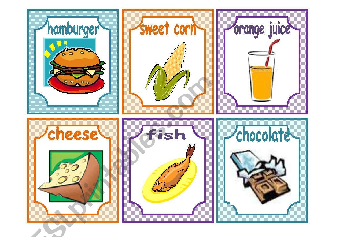 FOOD:  24 FLASHCARDS! worksheet