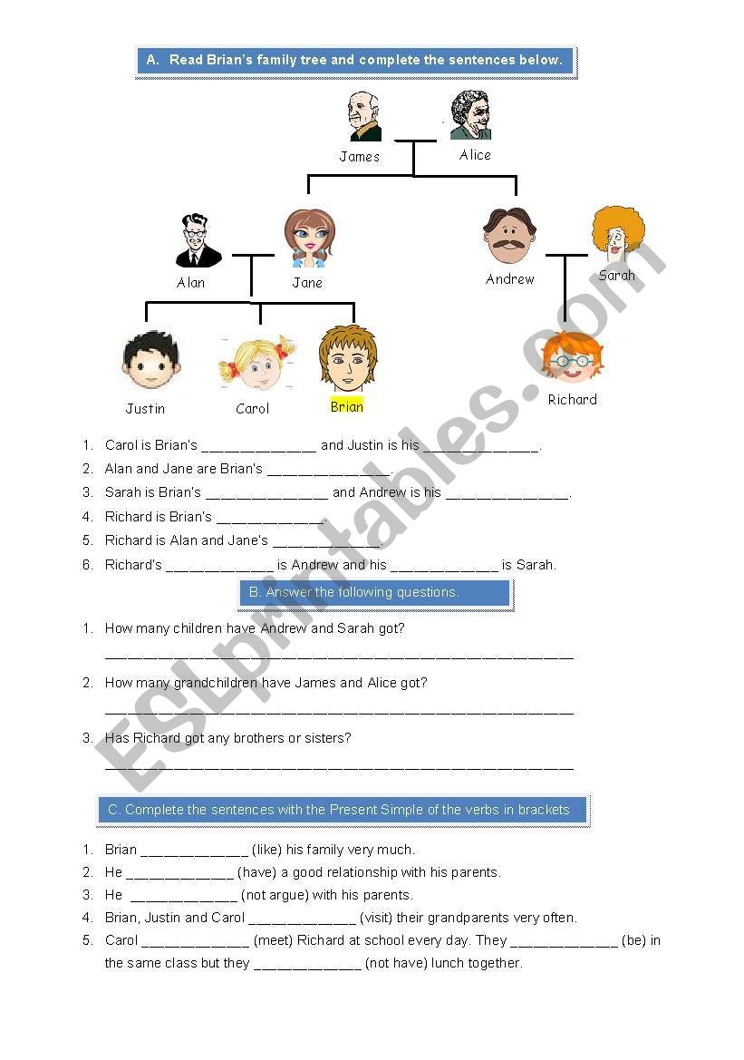 Family + Present Simple worksheet