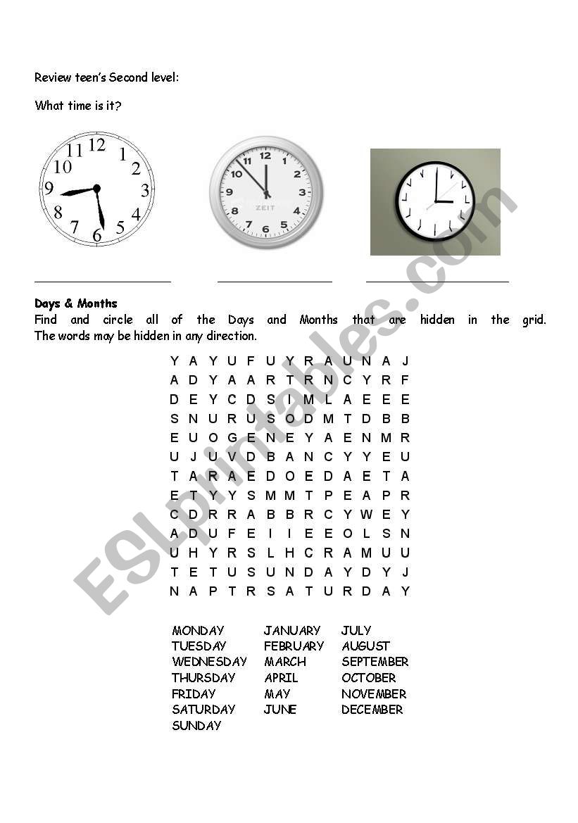 review time, days, months, past, can, present progressive