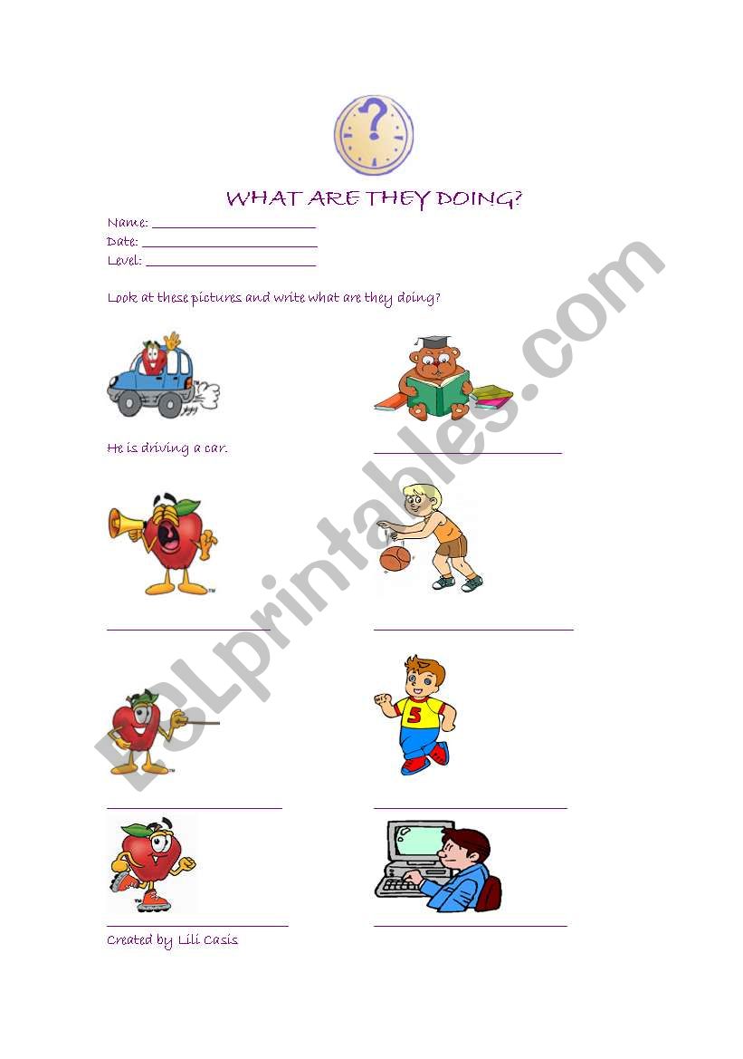 Actions and Present Continous worksheet